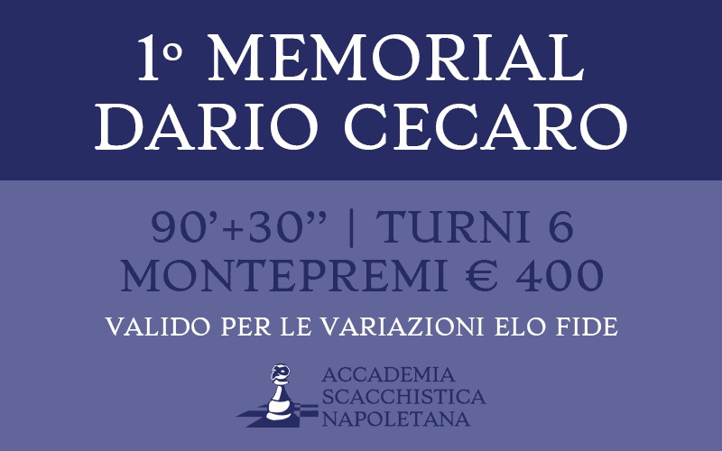 1° Memorial Dario Cecaro | 10 giugno-17 luglio 2025